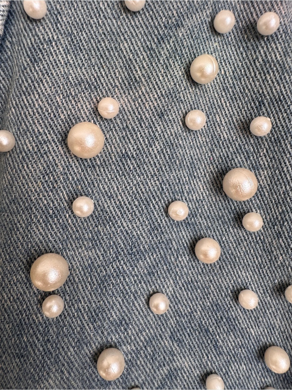 Hand Painted Angel Denim Jacket Pearl Studded Custom Artist Jacket Size M - Picture 9 of 12